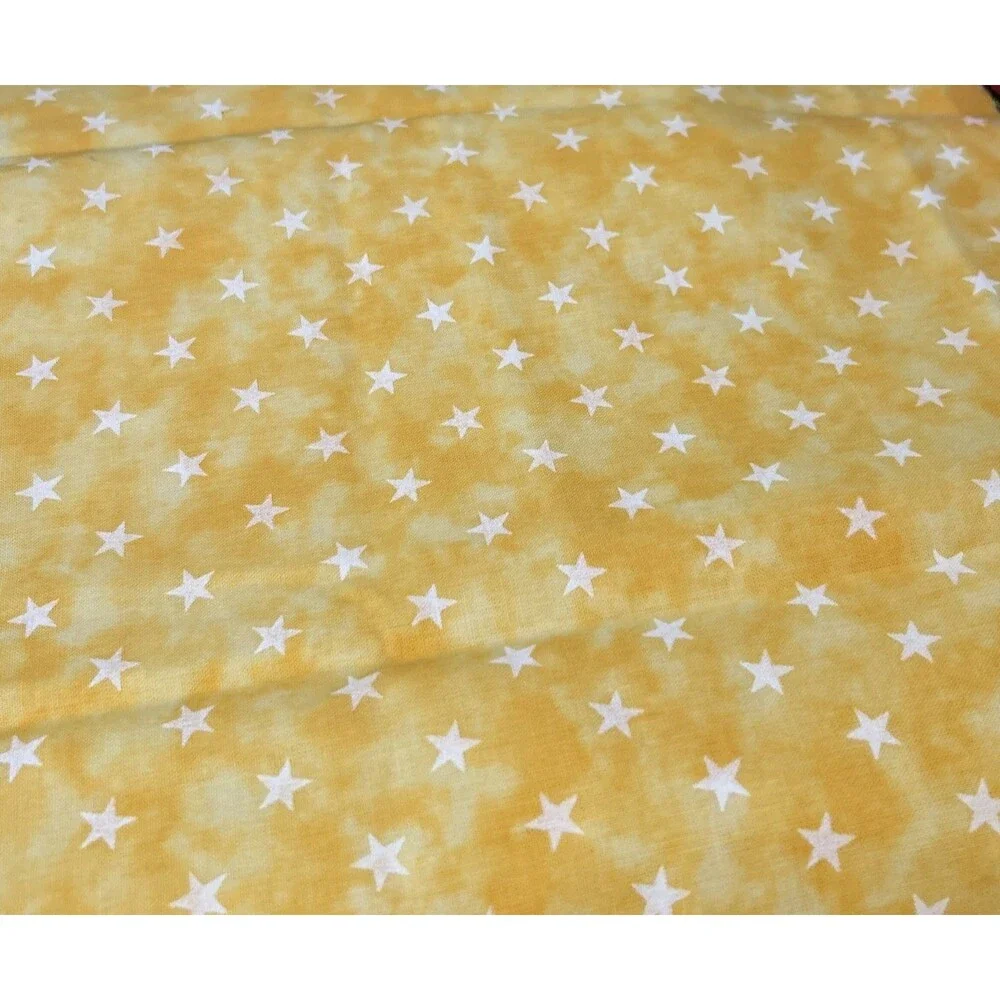 Yellow White Stars Bright Cotton Blank Quilting Fabric 23